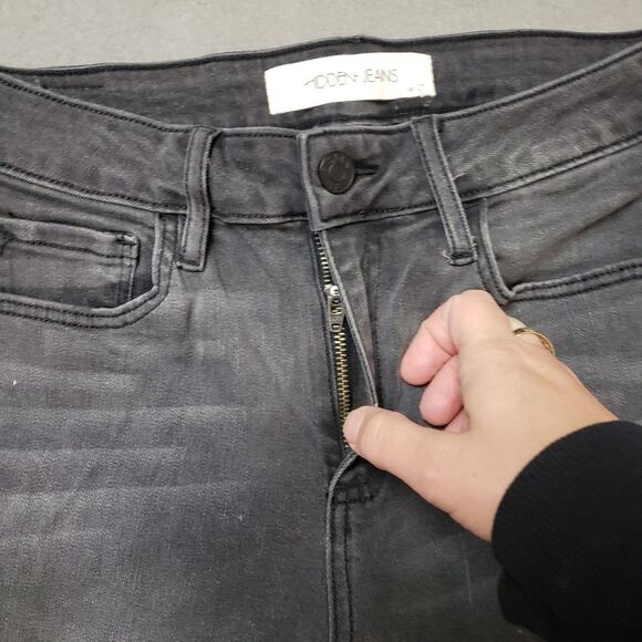 HIDDEN Raw Hem Ankle Flare Leg Jeans Black/Grey Mid Rise Jeans size 27 - Picture 6 of 14